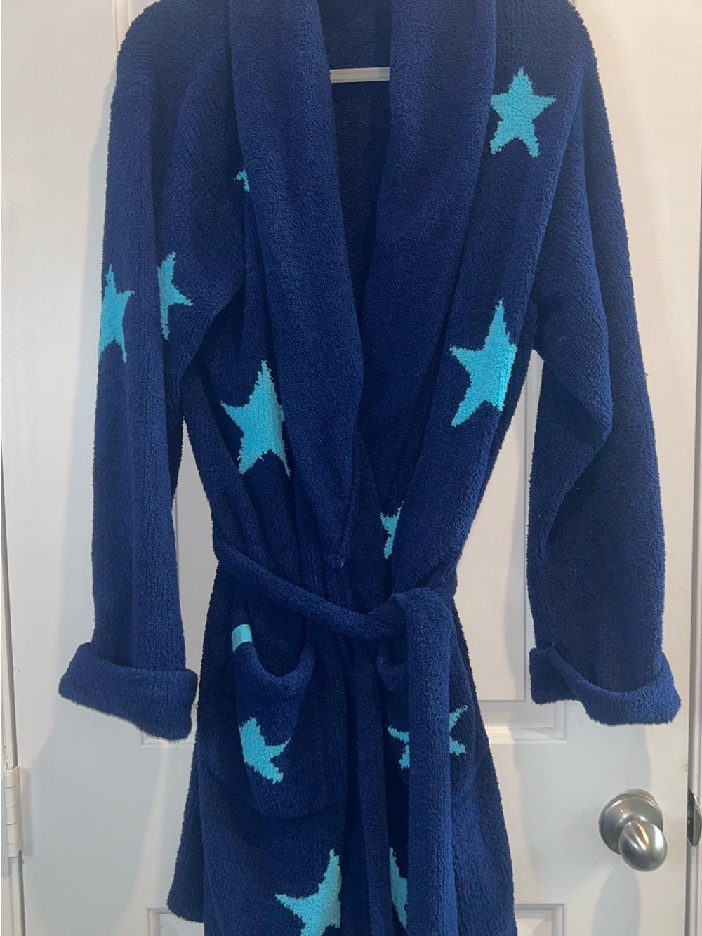 Victoria's Secret Navy Blue & Teal Star Plush Robe